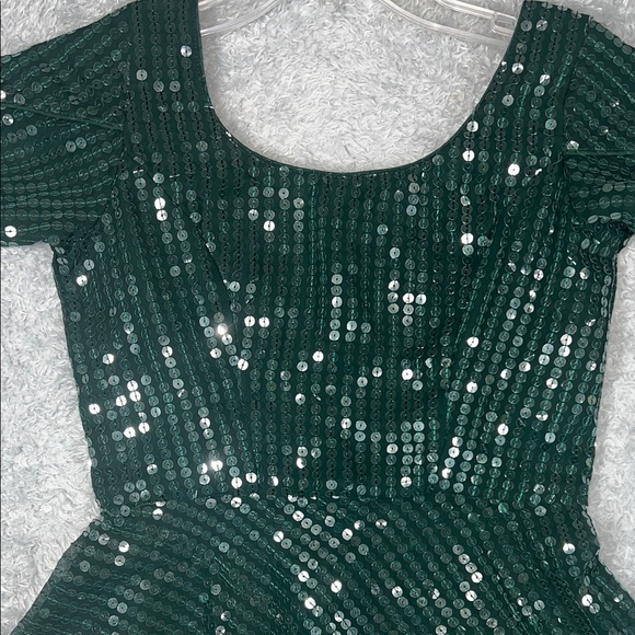 Dark Green Sequin Top - Picture 3 of 10